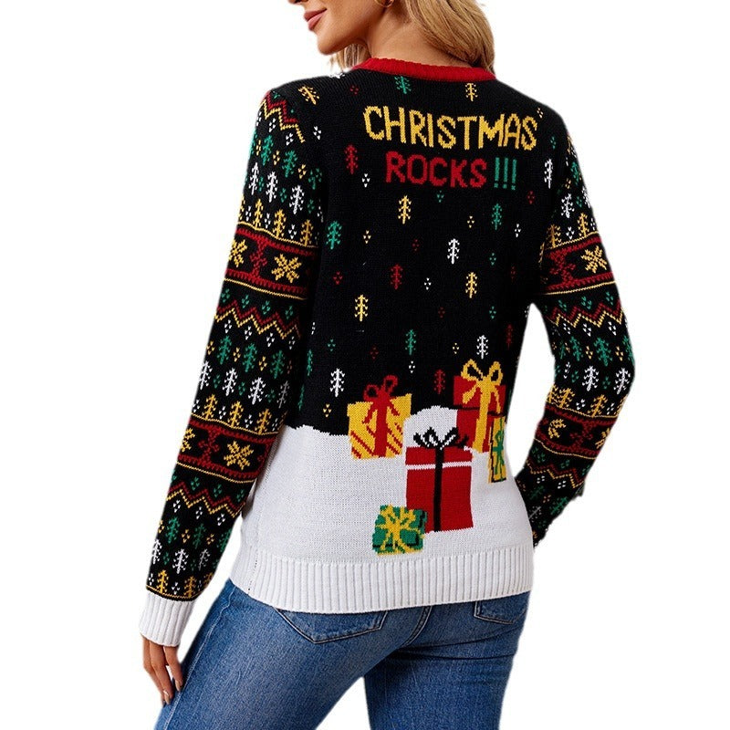 Elk Jacquard Santa Claus Knitted Sweater CJ