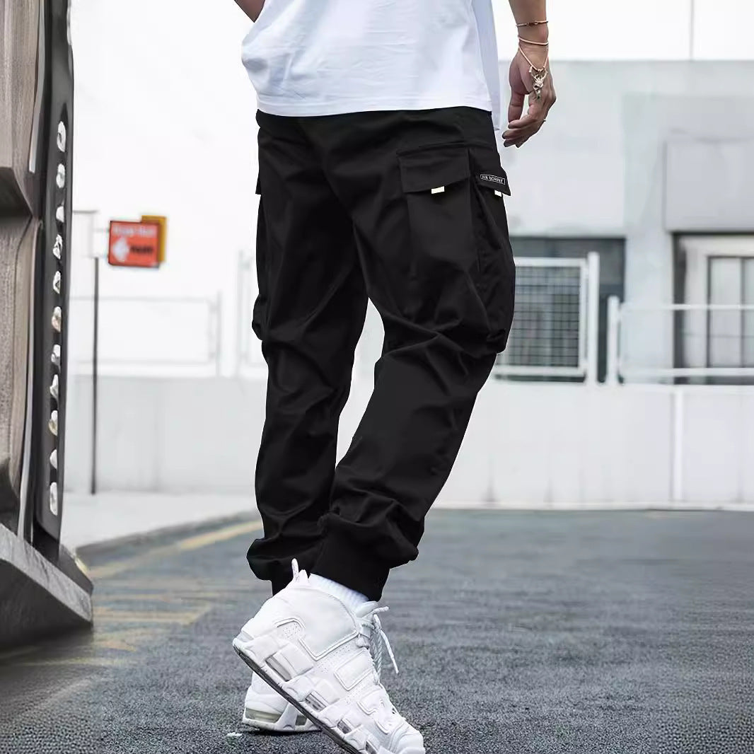 Multi-pocket Cargo Pants Men's Casual Hip-Hop Drawstring Trousers Outdoor Streetwear Sports Pant CJ US