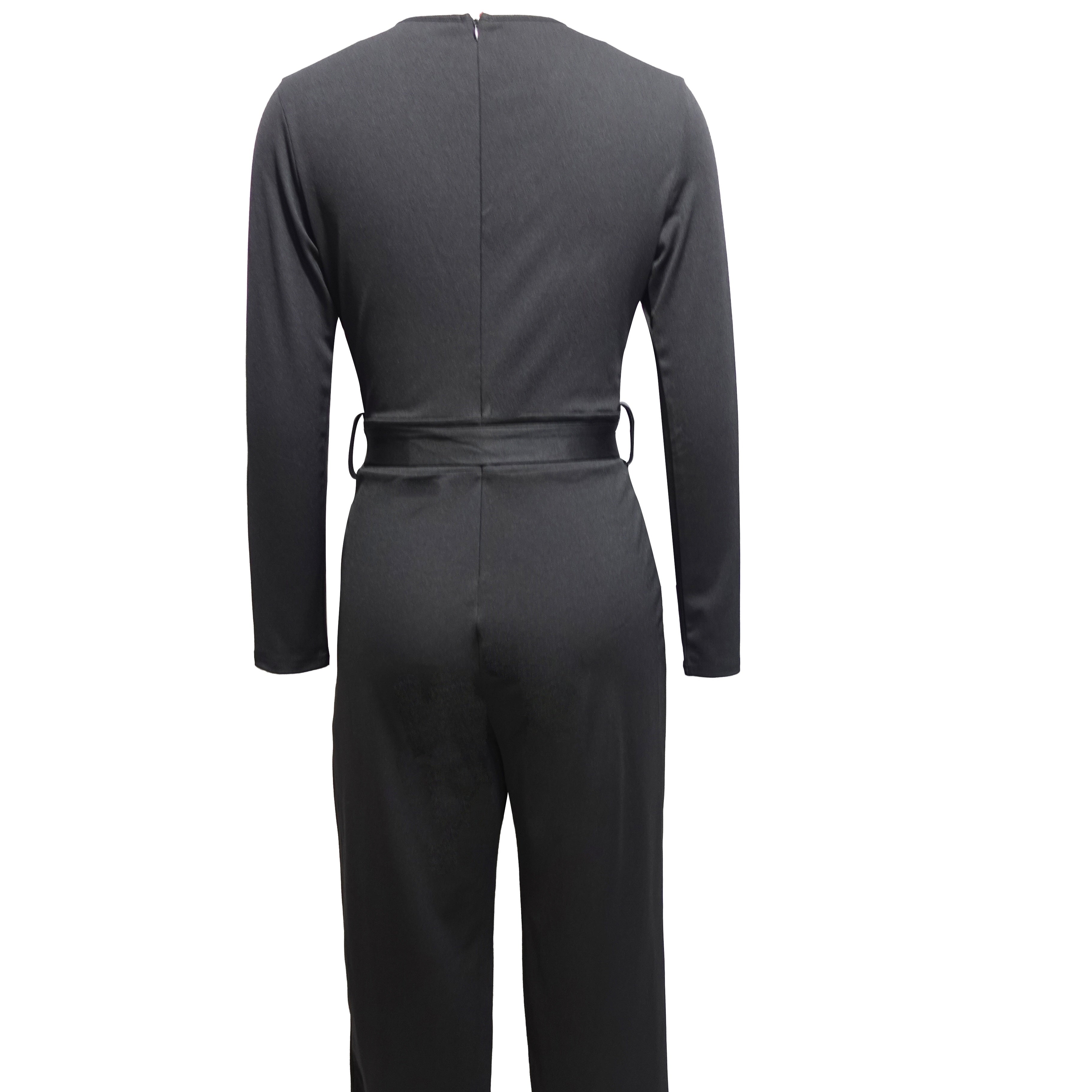 Ladies' Fashionable Slim Fit Sexy V-neck Long Sleeved Slimming Jumpsuit CJ