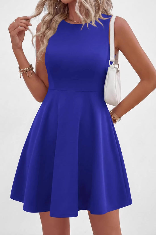Off-the-Shoulder Sleeveless Fitted Waist Short Dress 