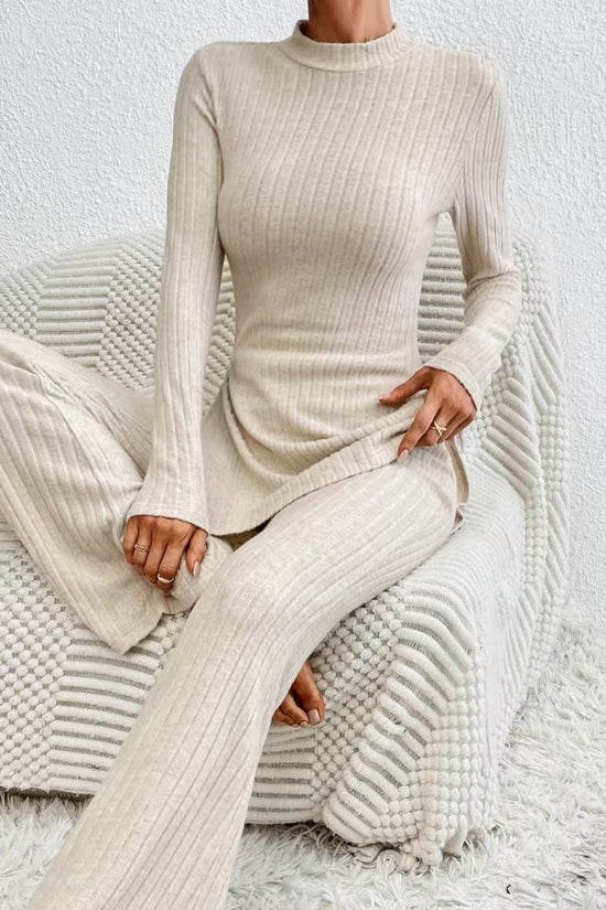 Women’s Ribbed V‑Neck Top & Pants Set CJ US