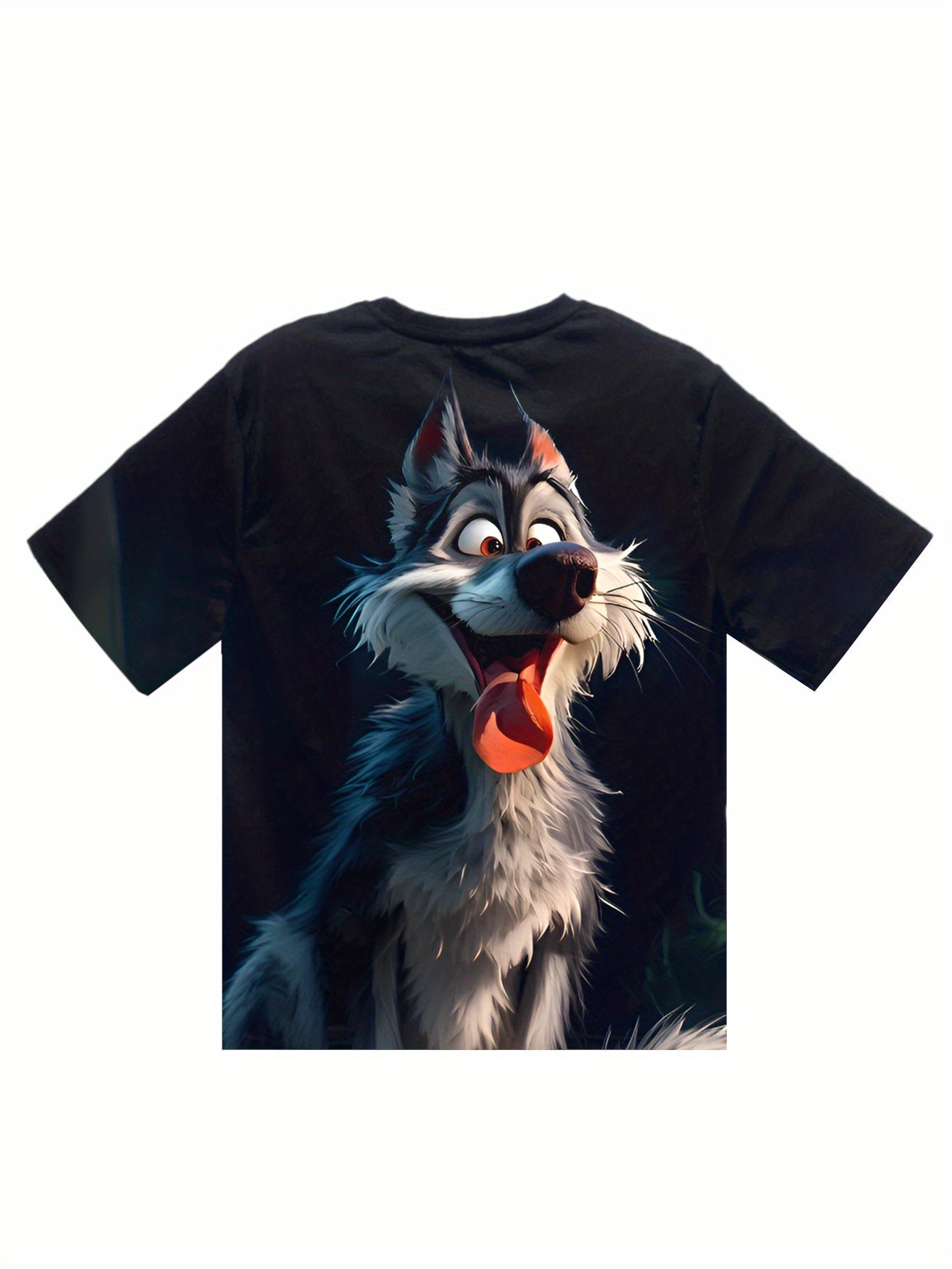 Men's 3D Wolf Print T-shirt - Casual Round Neck, Short Sleeved, Breathable Polyester - Perfect For Summer Outdoor And Casual Wear CJ US