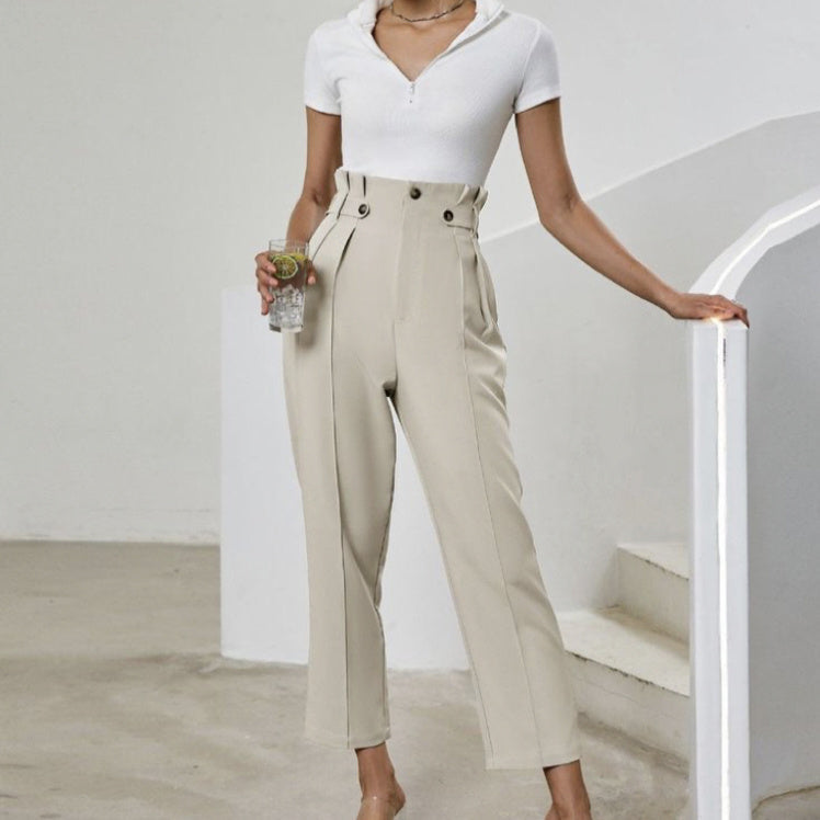 Ladies' Solid Color Casual Wide Leg Pants, Loose And Slimming, Versatile Straight Leg Pants CJ US