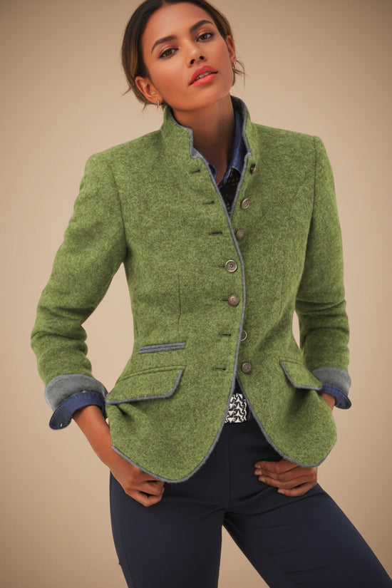 Multi-button Color Matching Women's Woolen Jacket 