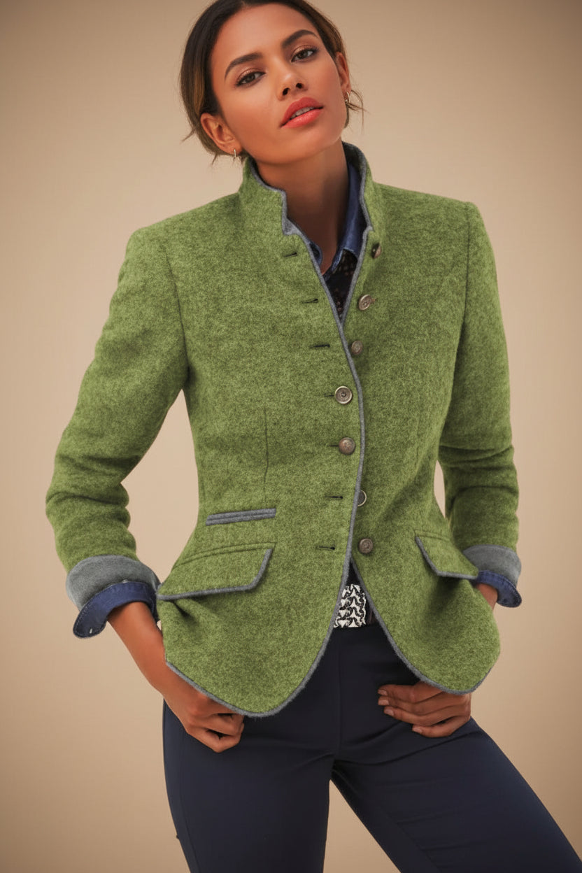 Multi-button Color Matching Women's Woolen Jacket 