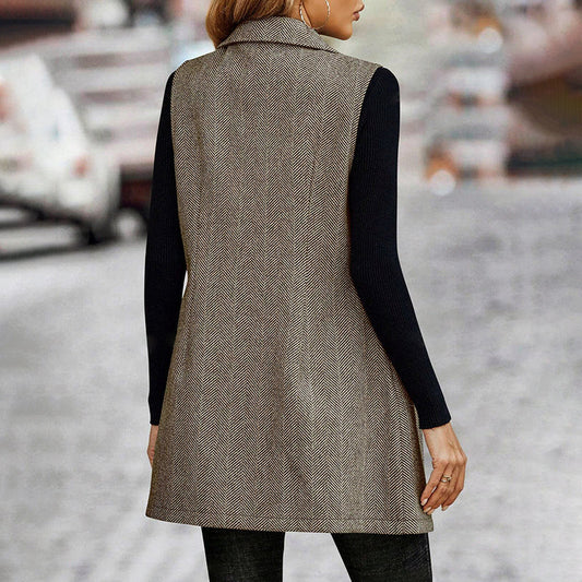 Women's Sleeveless Blazer Vest, Trendy Fall Winter Business Casual Cardigan 