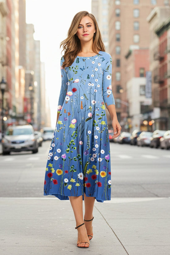 Women's Fashion Floral Slim-fit Short-sleeve Dress 