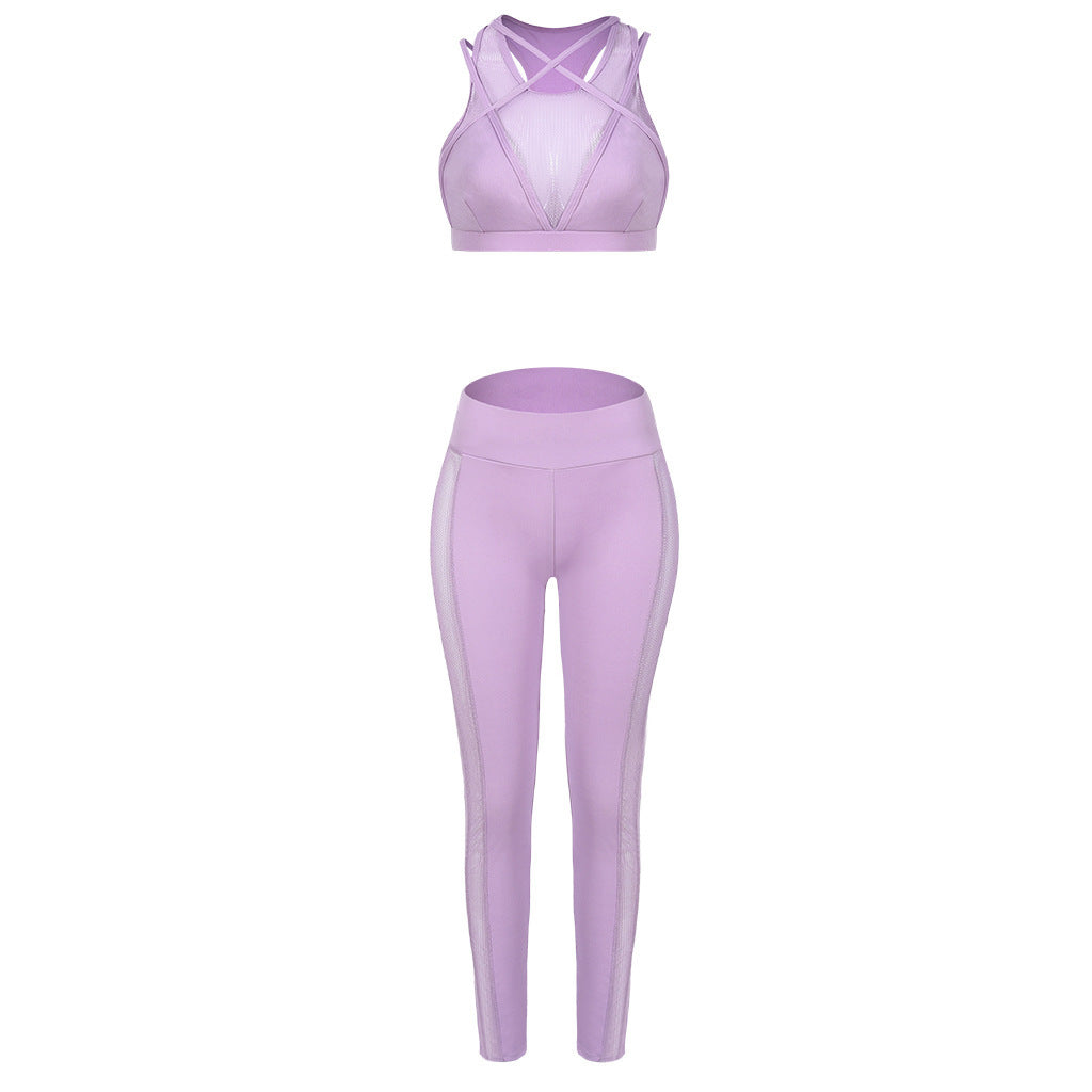 🧘‍♀️ Mesh Cross-Strap Hollow Yoga Suit for Women FitiqueFit