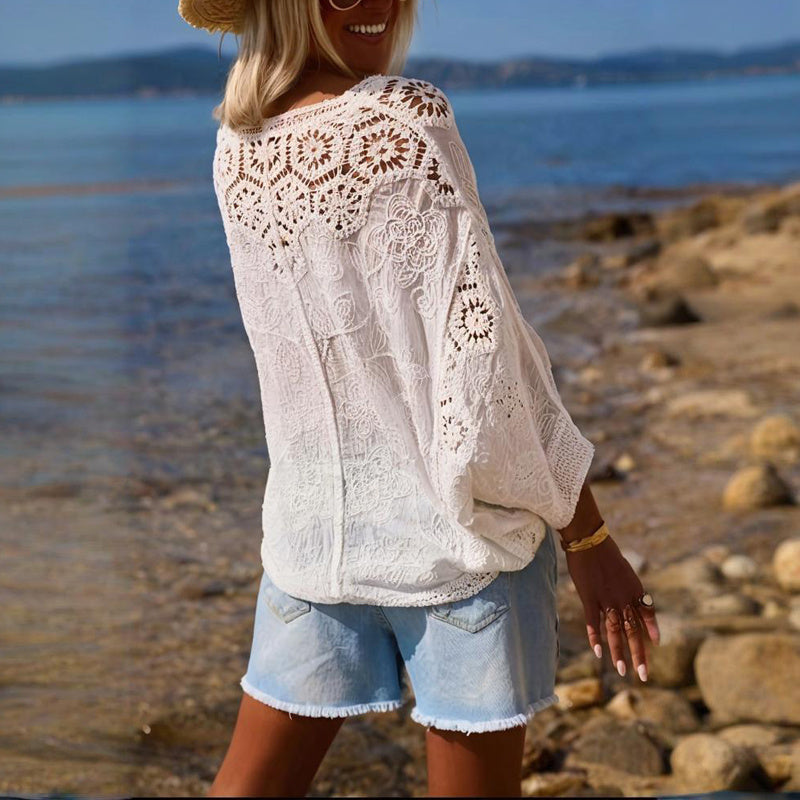 Boho Lace V-Neck Cardigan CJ US