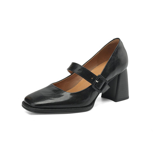Elegant, Versatile Sheepskin Mary Jane Shoes With A Premium Leather Buckle 