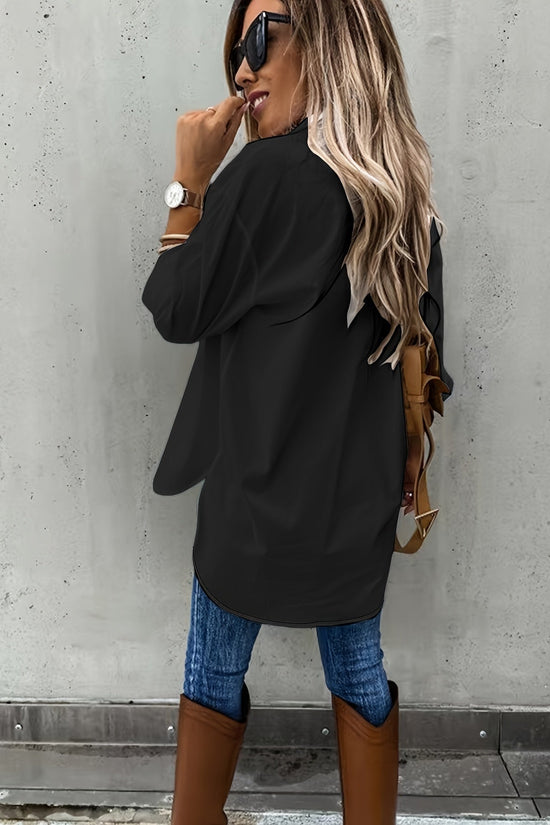 Women’s Casual Long Sleeve Shirt with Pocket CJ US
