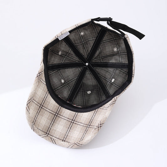 Striped Checkered Embroidered Letter Simple And Fashionable Baseball Cap Suitable For Daily Outdoor Outings And Travels 