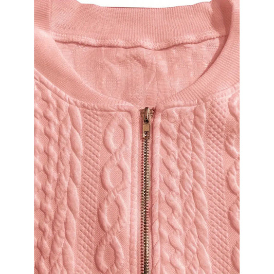 Bomber Jackets For Women Cute Jacquard Coats Lightweight Zip Up Jackets CJ US