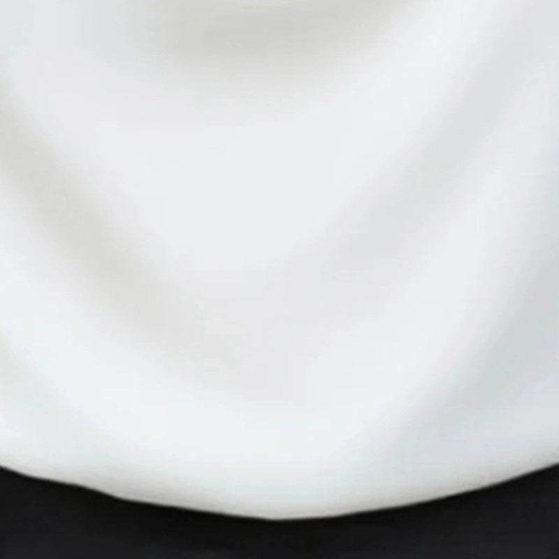 Women's Elegant Draped Neck Blouse, Solid Color Ruffle Detail Long Sleeve Shirt For Office And Formal Wear CJ US