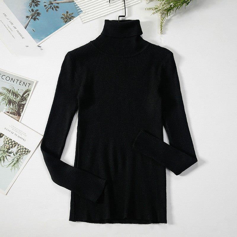 Solid Color Pit Strip Knit Pullover Turtleneck Sweater - Diversi™ Fashion