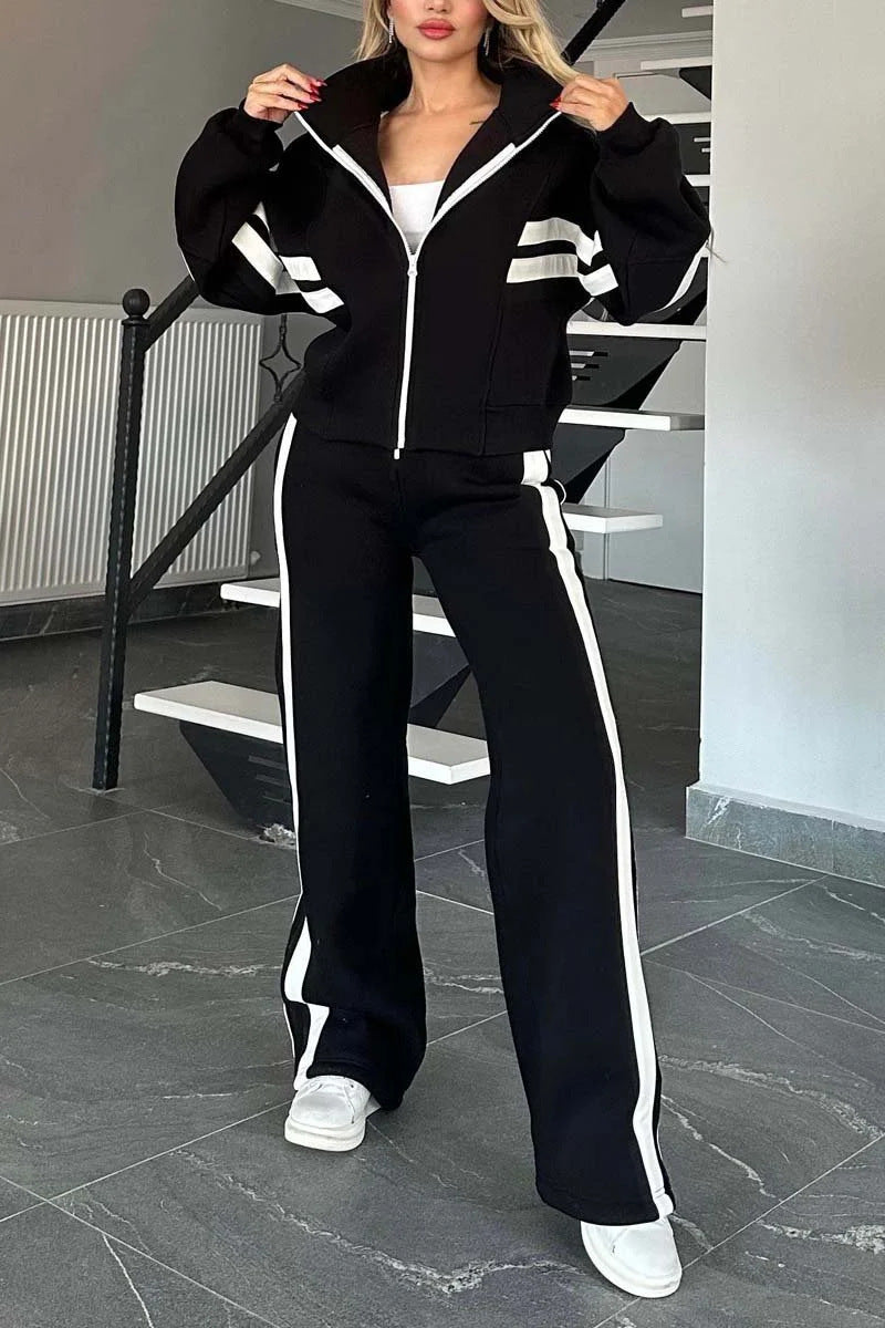 Women’s Y2K Striped Zip-Top Jacket – Retro Track Sports Suit CJ US