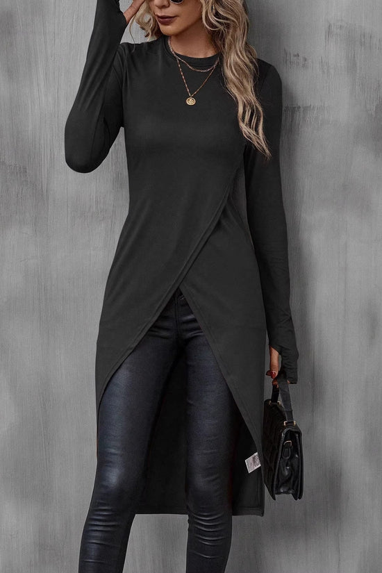 Women's Crew-Neck, Slim-Fit, Figure-Hugging Drapey T-Shirt 