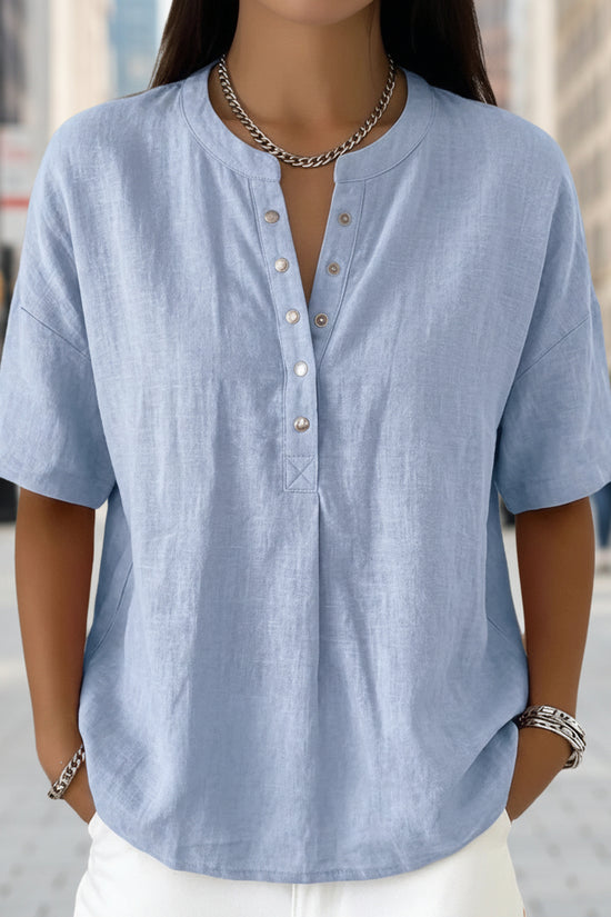 Solid Color Casual Pullover Short-Sleeve Shirt For Women 