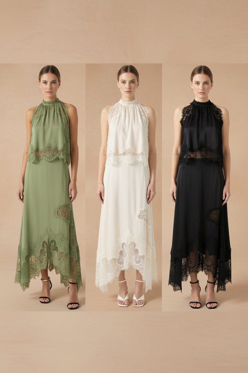 V-Neck Waist Trimming Ruffles Elegant Dress 