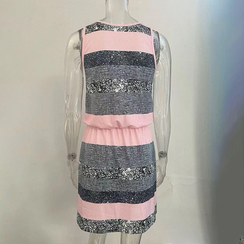 Women’s Color‑Block Striped Tie‑Waist Mini Dress CJ US