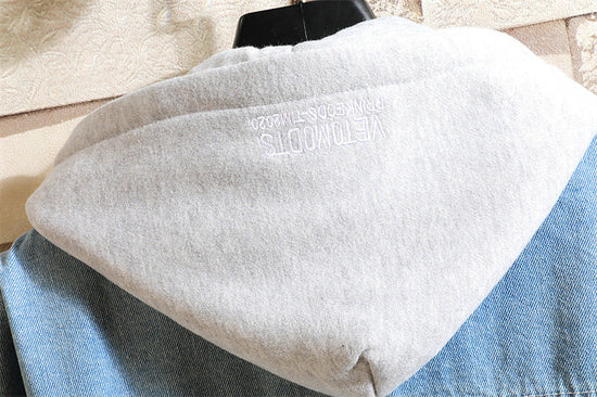 Women's Oversized Washed Denim Jacket – Hooded Loose Korean Style 