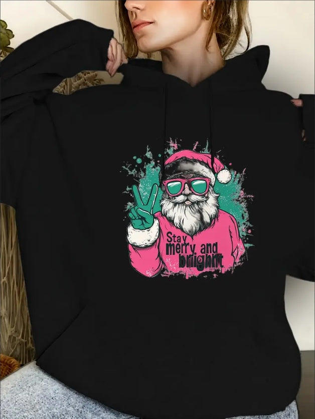 Women’s Christmas Santa Claus Hoodie – Festive Pullover Holiday Sweatshirt CJ US