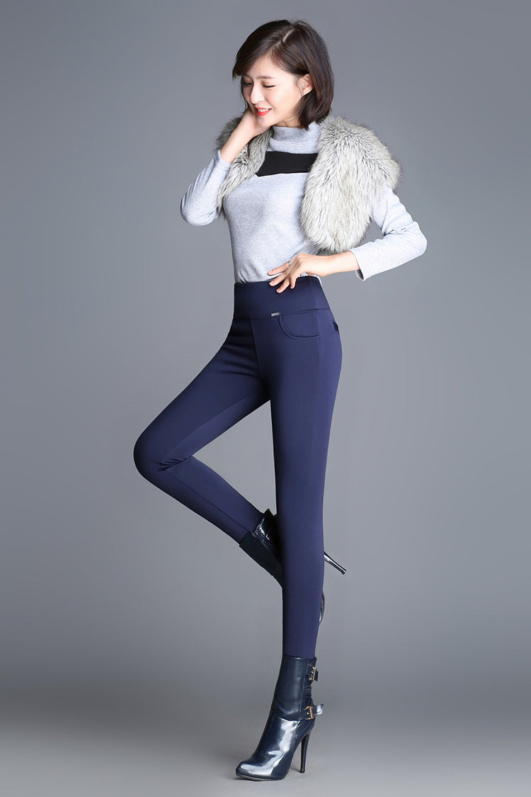 High waist and velvet padded leggings 