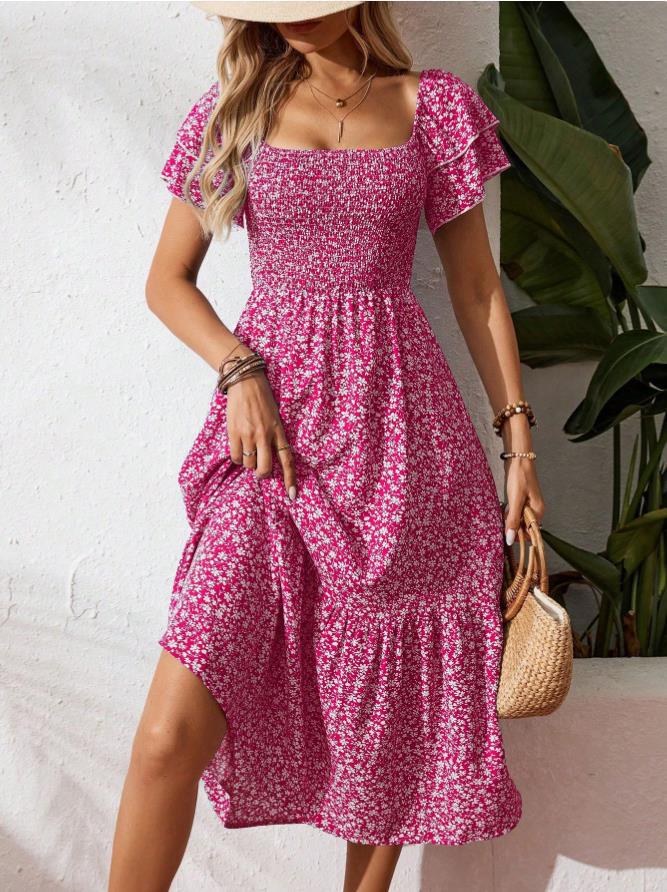 Plus Size Backless Midi Dress – Elegant Pleated Summer Party Dress 