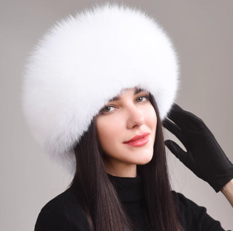Women's Winter Genuine Leather Ethnic Style Warm Ear Protection Hat 