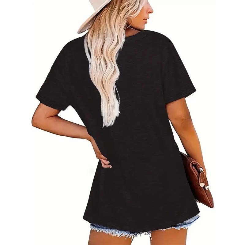 Women's Sunrise Print Round Neck T-Shirt - Casual Short Sleeve Summer Top CJ US