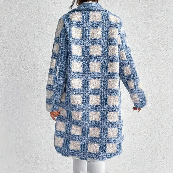 Women's Lightweight Plaid Jacket, Button Down Fleece Jacket, Long Sleeve Fall Outerwear Coat CJ US