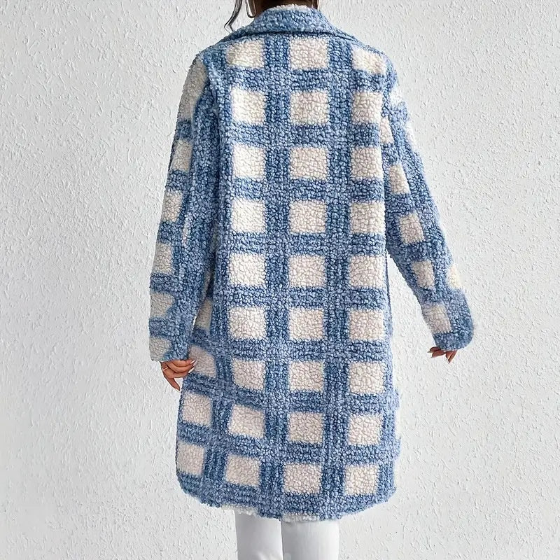 Women's Lightweight Plaid Jacket, Button Down Fleece Jacket, Long Sleeve Fall Outerwear Coat CJ US