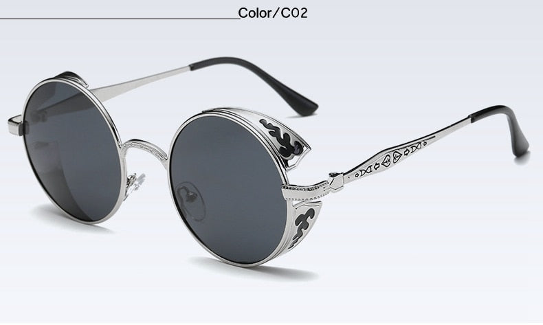 Fashion Polarized Steampunk Sunglasses Men/Women Round Metal Carving Vintage Sun Glasses Gothic UV400 Sunglass eprolo