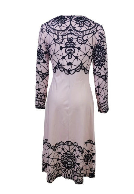 Ladies' Round Neck Printed Fashionable Dress CJ US