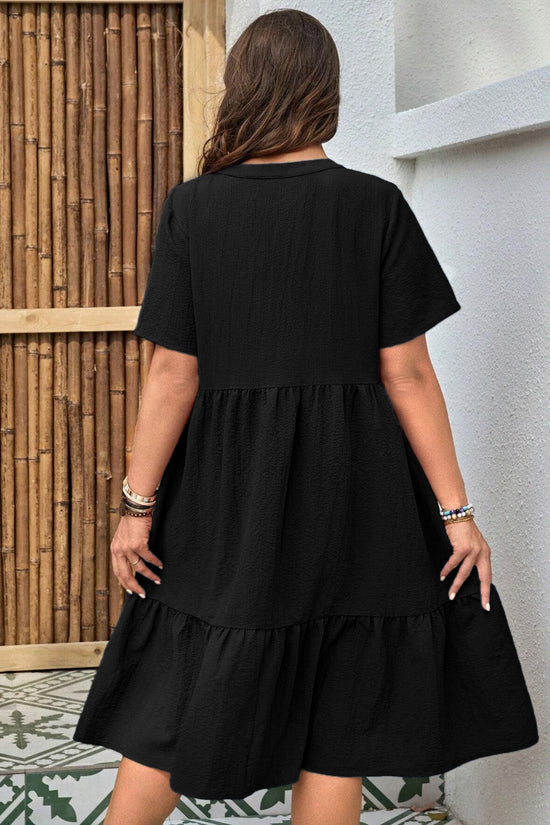Plus-Size Button-Front V‑Neck Midi Dress CJ US