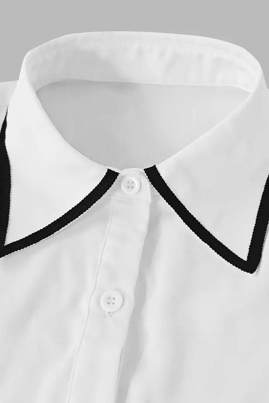 Autumn Fashion Solid Color Commute Tie Design Long Sleeve Shirt Women's Clothing 
