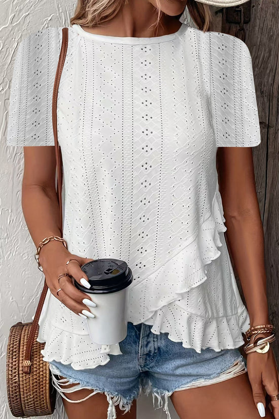 Womens Fashion Casual Solid-color Short-sleeve Crew Neck 
