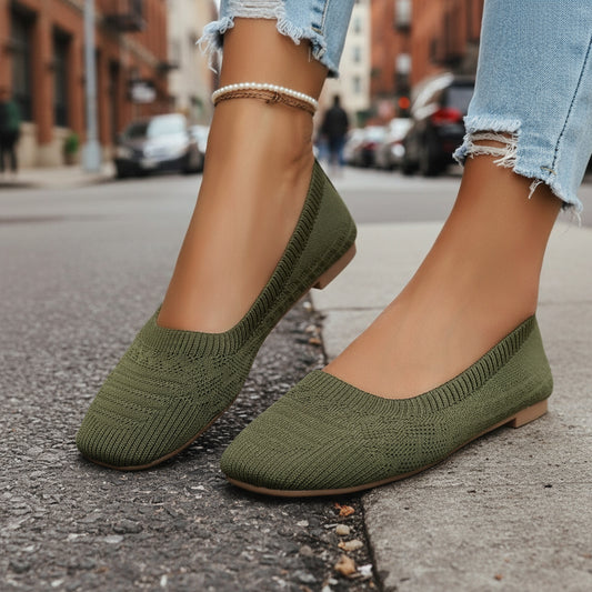 Women's Knitted Plus Size Flying Woven Breathable One Pedal Shoes CJ