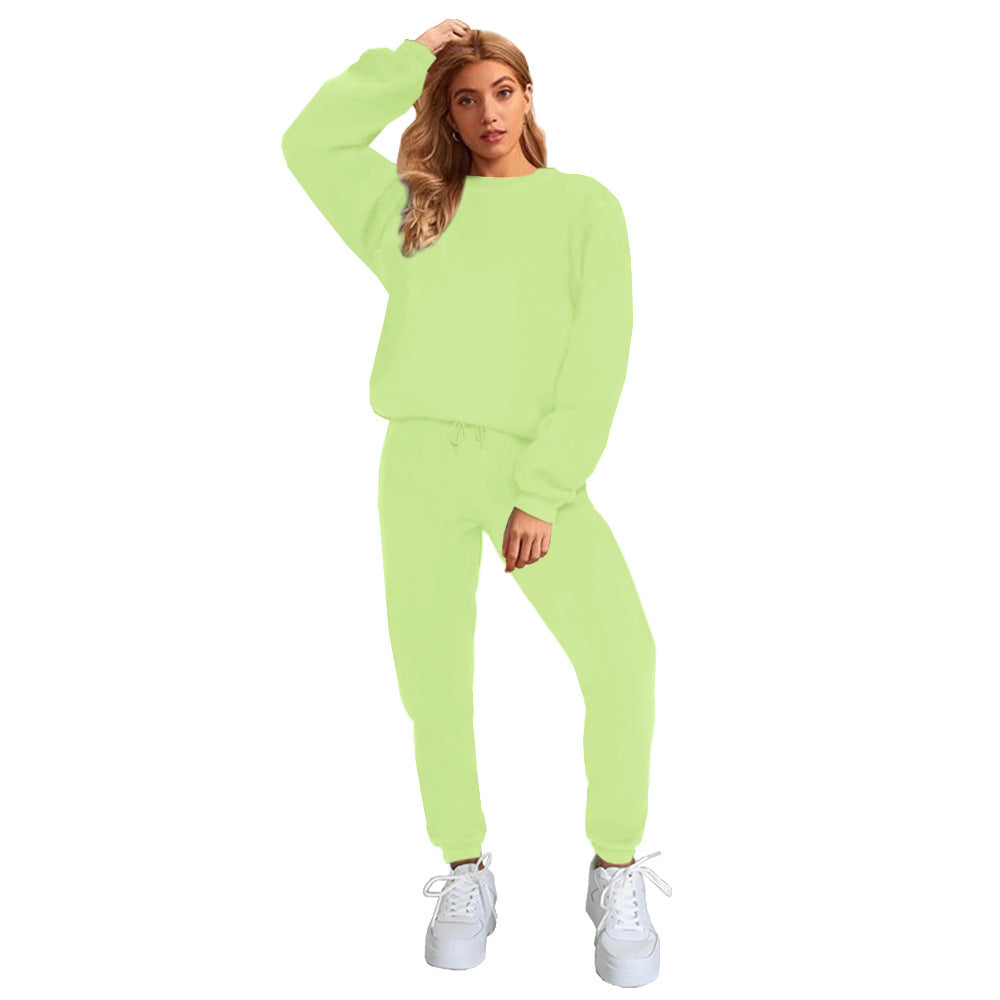Women's Solid Color Round Neck Pullover Sweatshirt Pants Diversi Fashion™