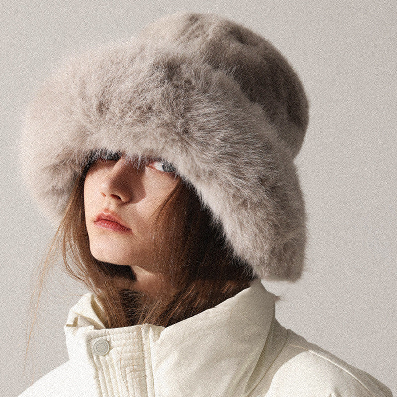 Women’s Oversized Furry Fisherman Hat – Mongolian Style Winter Hat - FitiqueFit