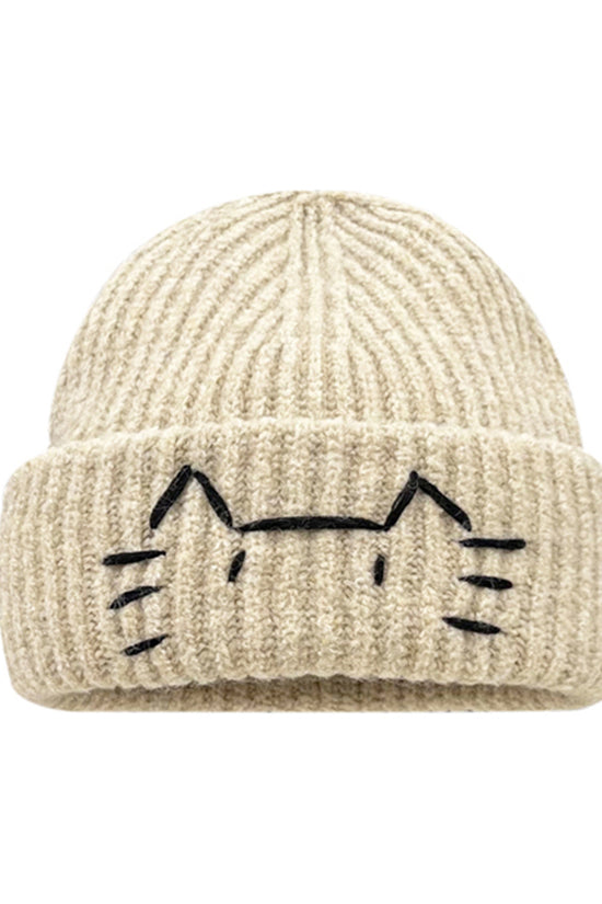 Women’s Cute Cat Line Design Knitted Hat – Warm Fall & Winter Beanie - FitiqueFit