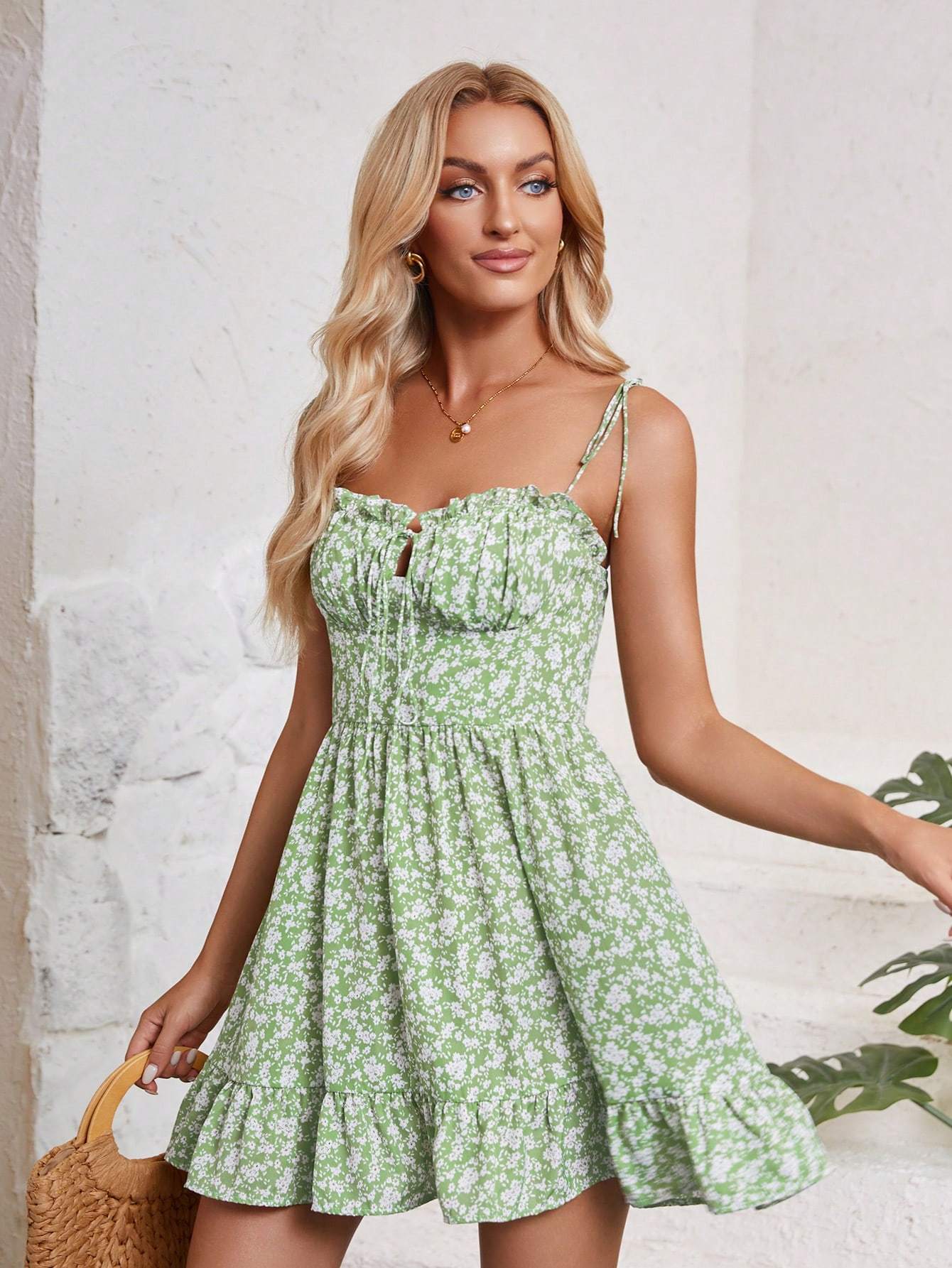 Women's Random Print Minimalist Casual Strap Dress null