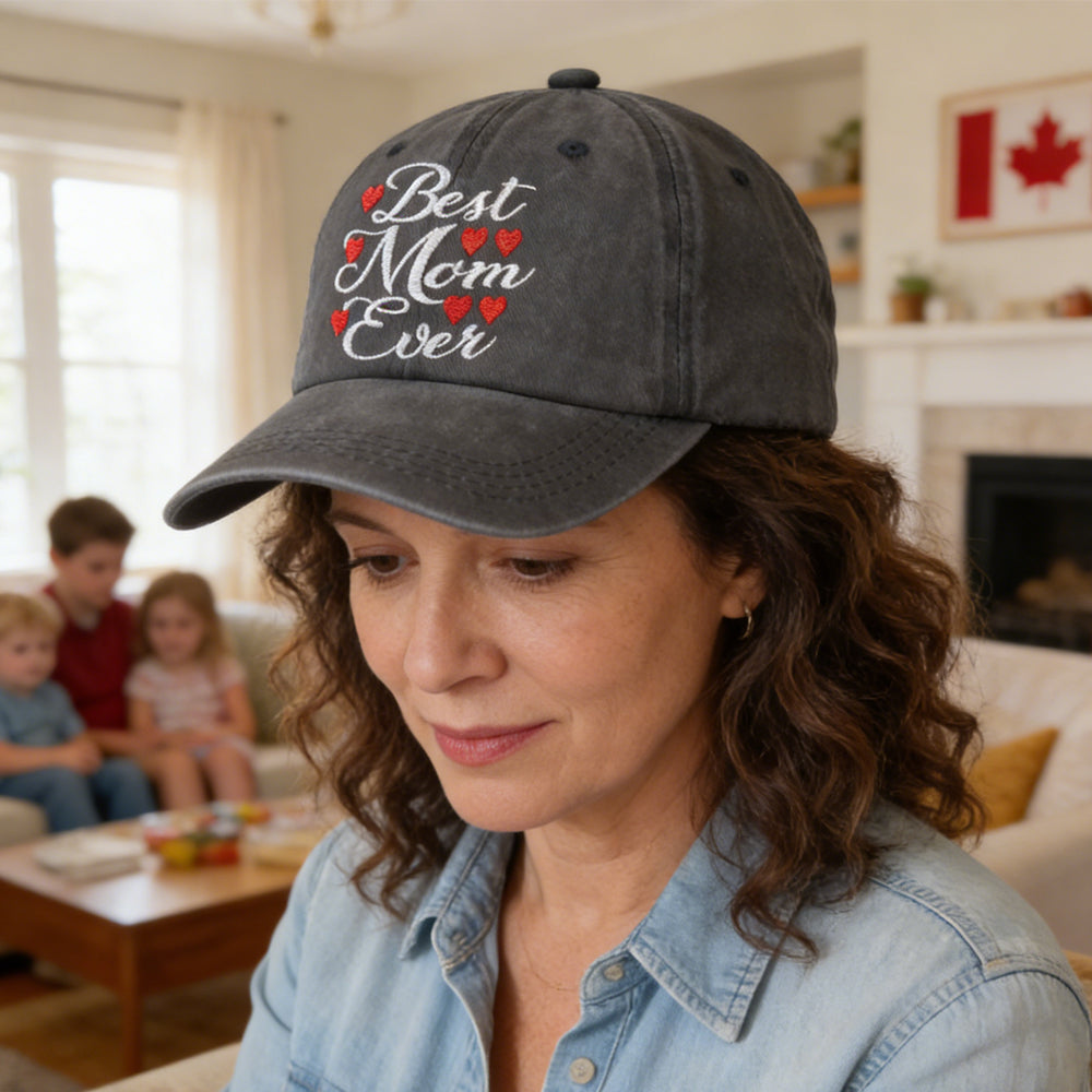 Best Mom Ever Adjustable Embroidered Wash Cotton Cap 