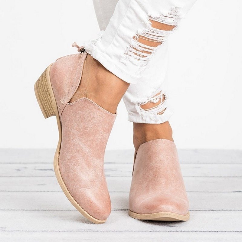 Autumn Women Shoes Retro High Heel Ankle Boots CJ US