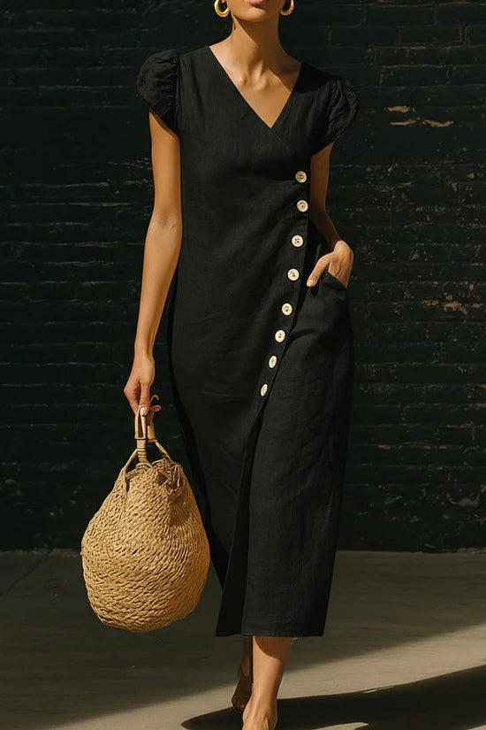 Women's Casual V-Neck Short-Sleeve Dress 