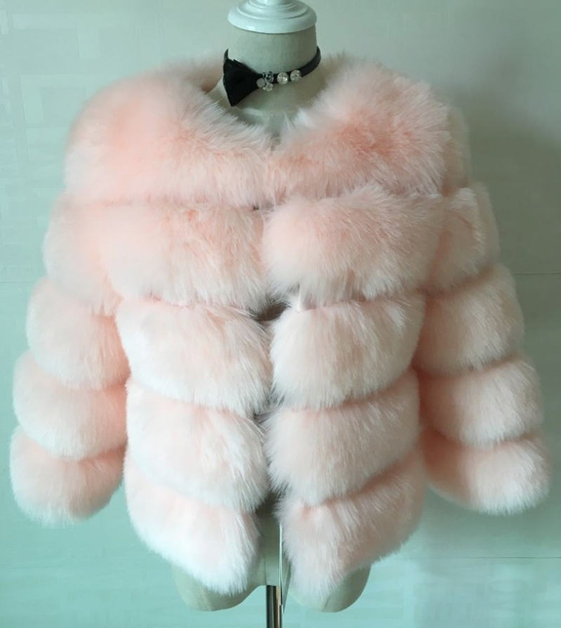 Women's Luxury Faux Fur Coat | Stand Collar Furry Jacket 