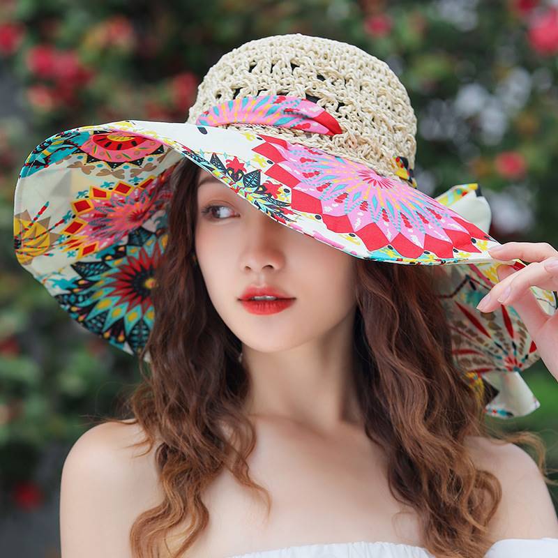 Summer Beach Sun Hat Beach Green Straw Hat For Women 