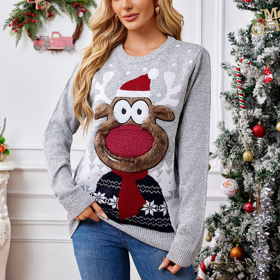 Loose Casual Parent-child Gray Pullover Christmas Sweater CJ