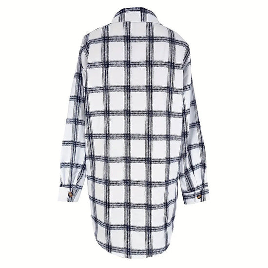 Womens Button Down Shirts Long Sleeve Plaid Shackets Business Casual Blouse Top CJ US