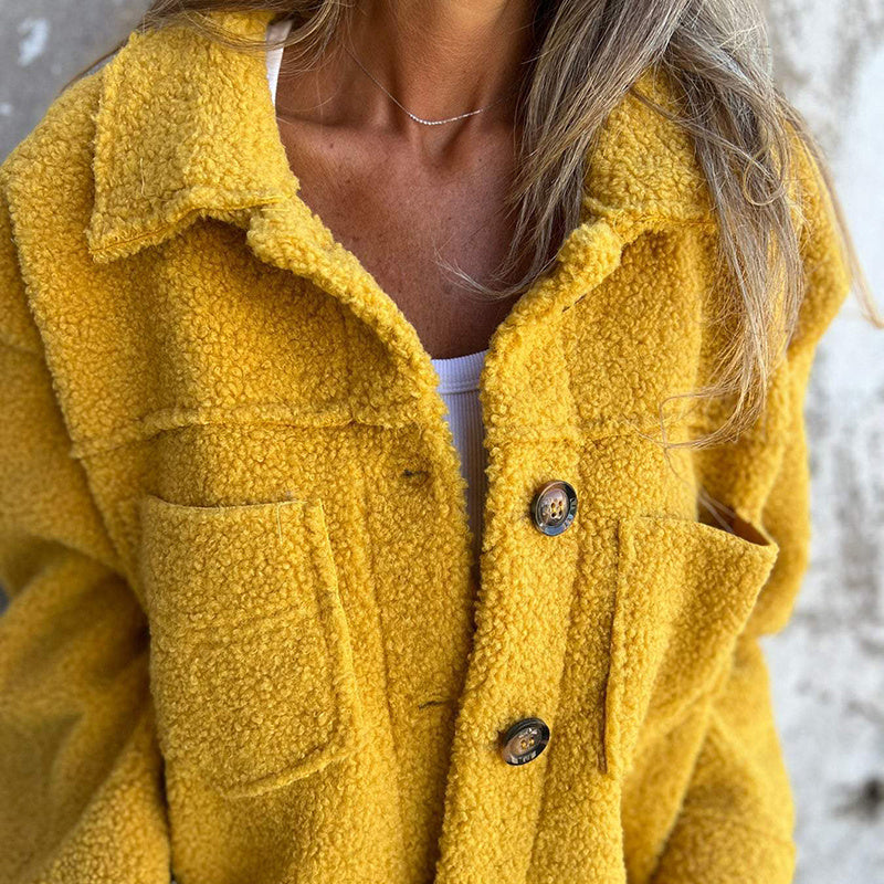 Plus Size Women’s Solid Color Sherpa Jacket CJ US